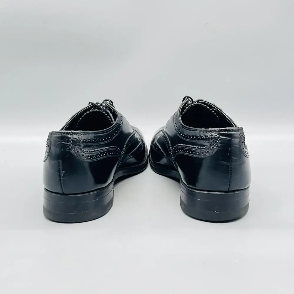 Florsheim Shoes Mens 9.5 Black Leather Imperial Wingtip Oxford Dress Vintage